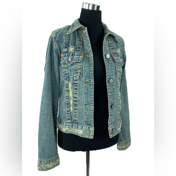 SOLD 😁 True Religion Distressed Denim Jacket - Picture 3 of 12